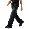 thumbnail image 6 of Zynoxe Mens Plus Size Denim Pants Straight Elastic Waistband Washed Distressed Wide Leg Jeans Trendy Loose Fit Lounge Denim Trousers Pants Black M, 6 of 9