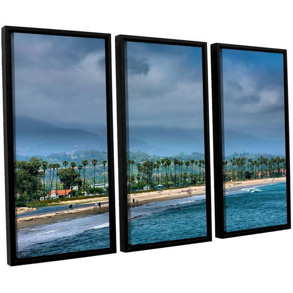 ArtWall Steve Ainsworth "The Beach At Santa Barbara" 3-Piece Floater-framed Canvas Set