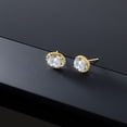 thumbnail image 4 of Gem Stone King 2.60 Ct Oval 8x6mm White Topaz 14K Yellow Gold Stud Earrings for Women Men, 4 of 5