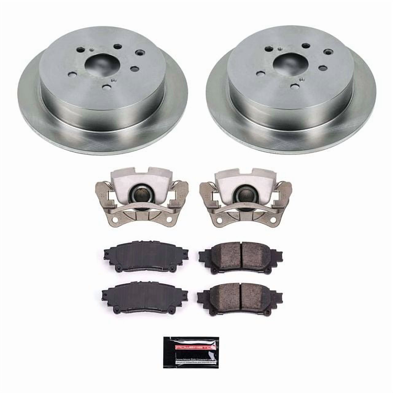 PowerStop Rear Stock Replacement Brake Pad and Rotor Kit with Calipers Fits: LEXUS TOYOTA Select Models KCOE5864