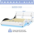 Queen Size Led Bed Frame Modern Wave Like Curve Upholstered Platform