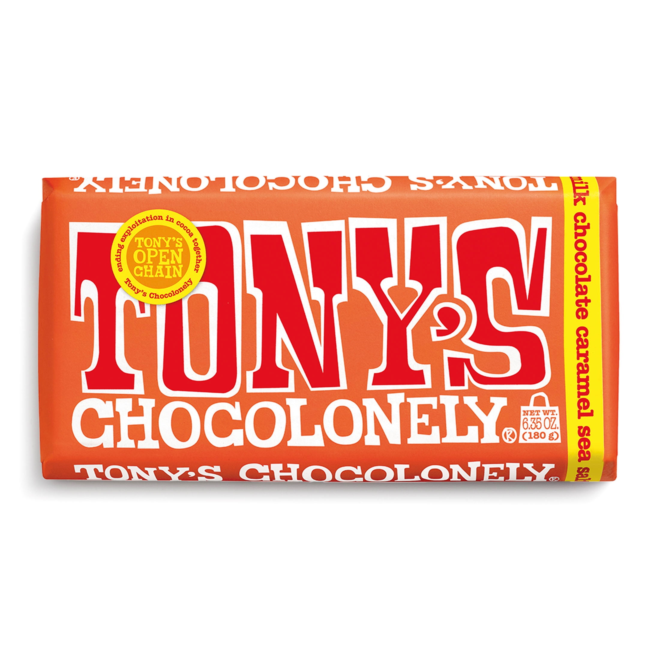 (3 pack) Tony's Chocolonely Milk Chocolate Bar with Caramel and Sea Salt, 6.35 oz