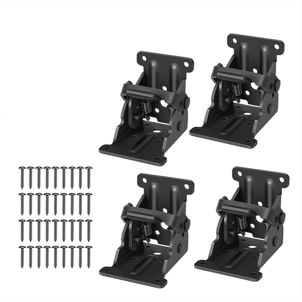 Paquete de 4 Soportes Plegables, Bisagra Autoblocante con Tornillos para Patas de Mesa Plegables, Soporte de Extensión de Bloqueo para Patas de Cama
