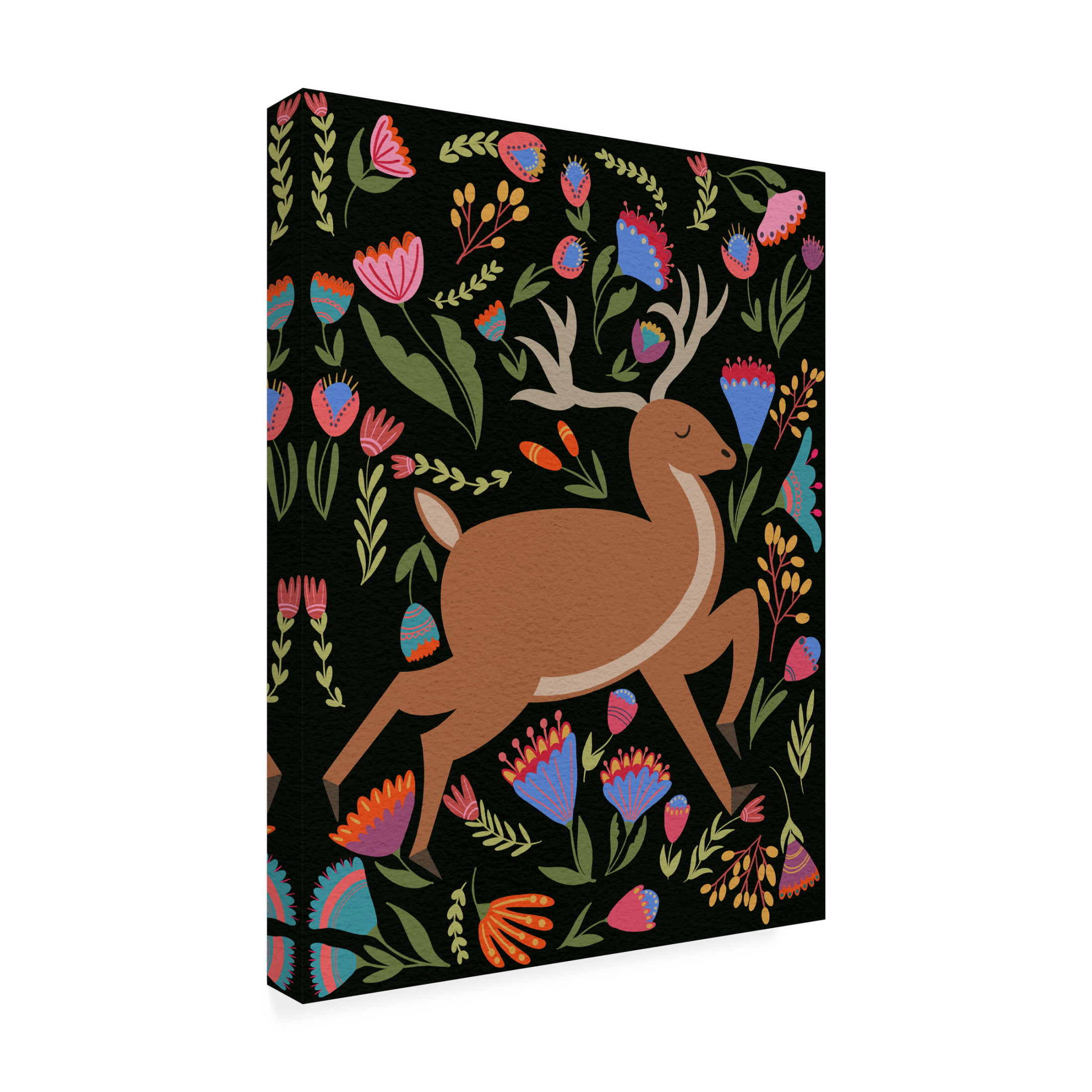 Trademark Fine Art Regina Moore Folk Prancing Dark I Canvas Wall Art