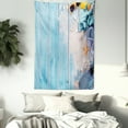 thumbnail image 3 of Maritime Tapestry, Swimming Clothes Shells Sands and Glasses on Painting Wooden Planks, Wall Hanging for Bedroom Living Room Dorm Decor, 60W X 80L Inches, Sky Blue and Multicolor, by Ambesonne, 3 of 5