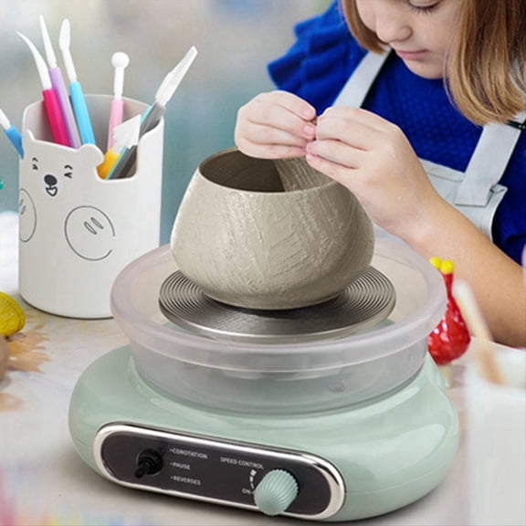 Mini Electric Pottery Wheel Kit Pottery Clay Art Turntable Detachable Cleaning for Home DIY Ceramic Work US Plug Grey