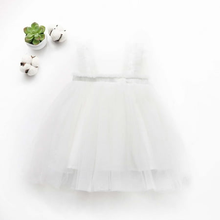 

KONBECA Layered Tulle Tutu Dress for Toddler Girls Baby Girl Rainbow Tutu Princess Dress Toddler Sleeveless Butterfly Mesh Dress Birthday Gifts for Girls White (6-12 Months)