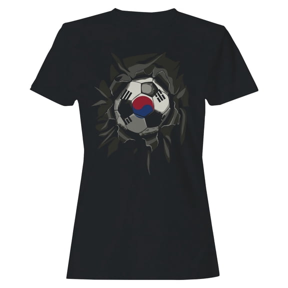 Korea Soccer Ball Women's Black T-shirt