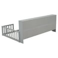 thumbnail image 4 of Miniyam Twin Floor Bed with Bookcase Shelves and Guardrails, Wood Low Profile Bed Frame, White, 4 of 7