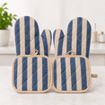 thumbnail image 5 of Oven Mitts and Pot Holders 4‑Piece Set, 2 Oven Mitts + 2 Pot Holders, Heat Resistant Quilted Cotton Kitchen Gloves for Baking Cooking Grilling, 5 of 6