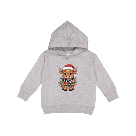 Inktastic Christmas Lights Highland Cow Toddler Hoodie