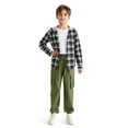 thumbnail image 3 of Actgleam Boys Girls Plaid Shirts Long Sleeve Button Down Hooded Plaid Top Outfits 5Years,Green, 3 of 8