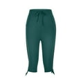 thumbnail image 5 of felwors Womens Capris for Summer 2026 Casual Yoga Gym Capri Leggings with Drawstring Shorts High Waisted Cropped Beach Pants (Dark Green, M), 5 of 7
