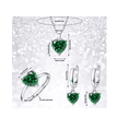 thumbnail image 3 of Collar Dije Corazón Cristal Mujer Arete Anillos Caja Kit Xtellar Verde, 3 of 4
