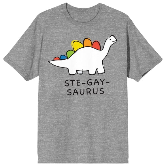 Pride - Ste-Gay-Saurus Dinosaur Heather Grey T-Shirt