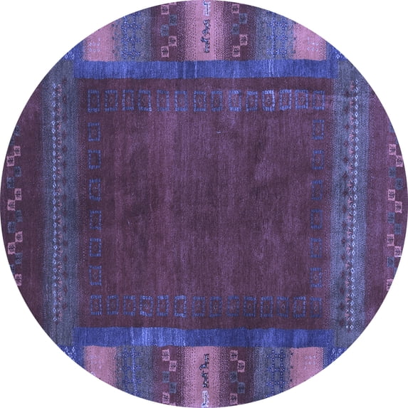 Ahgly Company Indoor Round Abstract Blue Contemporary Area Rugs, 8' Round