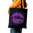 thumbnail image 5 of GOSMITH Woman Shopping Bag Large Capacity Shoulder Bag Purple Kissing Lipstick 14.1x15.7in, 5 of 6
