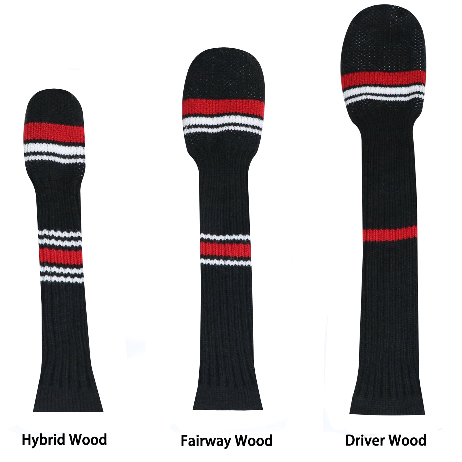 LeFeng 3Pcs Golf Club Covers, Knitted Golf Club Covers for 460cc Driver Fairway Woods and Hybrid Without Pom Pom