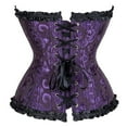 thumbnail image 4 of Corset Tops for Women Vintage Floral Embroidery Patterns Bustier Bodysuit Lace Up Halloween Cosplay Boned Corset Shapewear Purple XL, 4 of 7