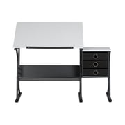 Studio Designs Eclipse Ultra Center/Drawing Table with Angle Adjustable Top, Storage Drawers with Stool 2 Piece Set