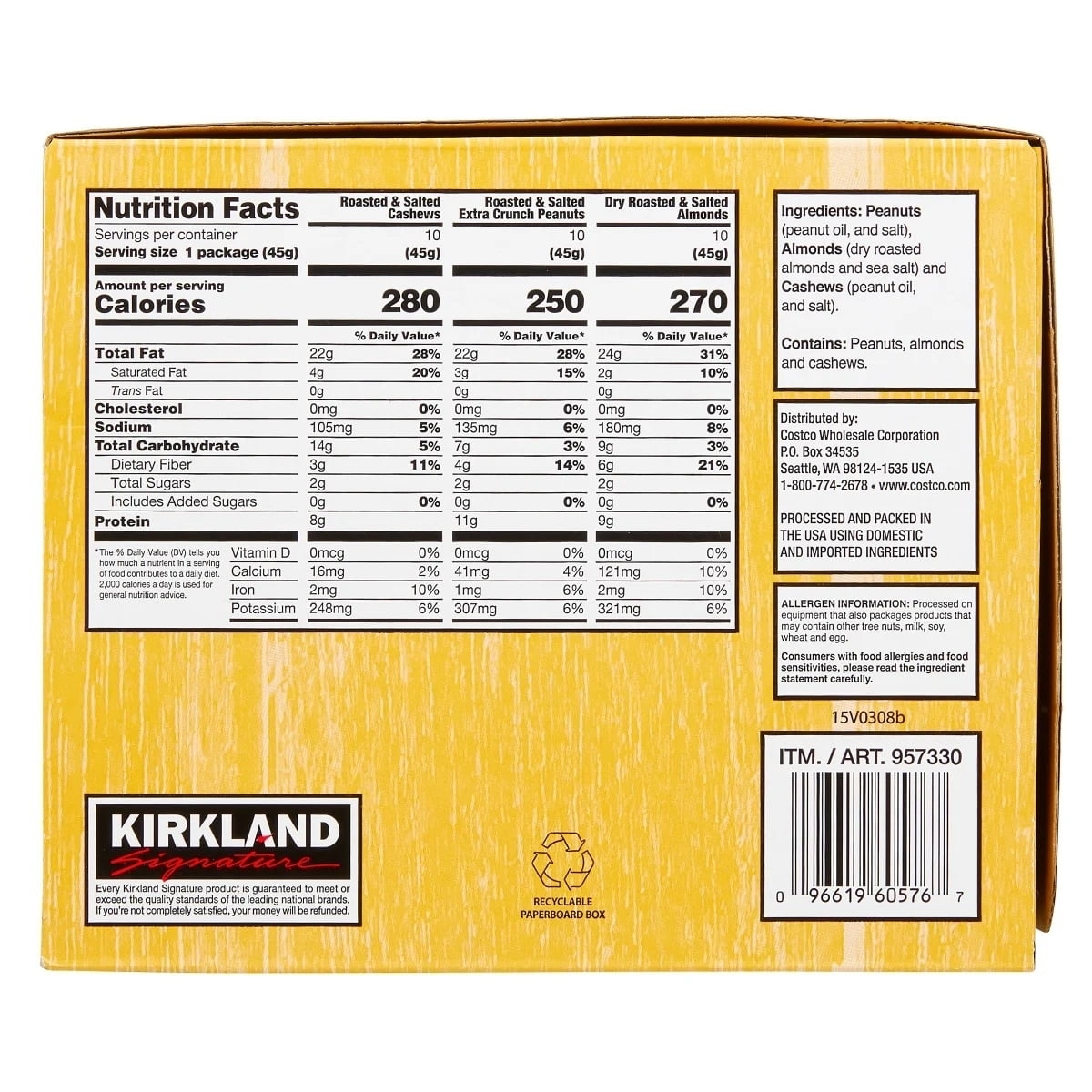 Kirkland Signature Snacking Nuts Variety Pack 1.6 Ounce (Pack of 30)