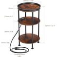 thumbnail image 2 of Small Round Side Table with Charging Station for Small Spaces, 3-Tier Round Accent Table with USB Ports & Power Outlets, Round Corner Table Tea Sofa Side Table for Living Room Bedroom (Rustic Brown), 2 of 18