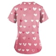 thumbnail image 4 of Valentines Day Scrub Tops Women Love Heart Printed V-Neck Breathable Scrub Tops Short Sleeve Professionals Soft Stretch T-Shirts with Pockets watermelon red 3X-Large, 4 of 4