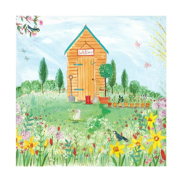 Canvas Wall Art - Paper Dove Co Ltd 'Summer Garden' Wall Art for Living Room, Bedroom, or Office Décor by Trademark Fine Art - 14 x 14 Inches