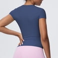thumbnail image 2 of Felirenzacia Women's Athletic Moist Wicking Yoga Tee Shirt Short Sleeve Athleisure Slim Fitted for Running Training Gym Wear Navy,XL, 2 of 8