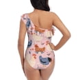 thumbnail image 5 of Picia Funny Chicken Pattern Women's One Piece Swimsuits,One Shoulder Swimwear Asymmetric ,Ruffle Monokinis Bathing Suits,High Waisted Flattering Bathing Suits-Large, 5 of 8