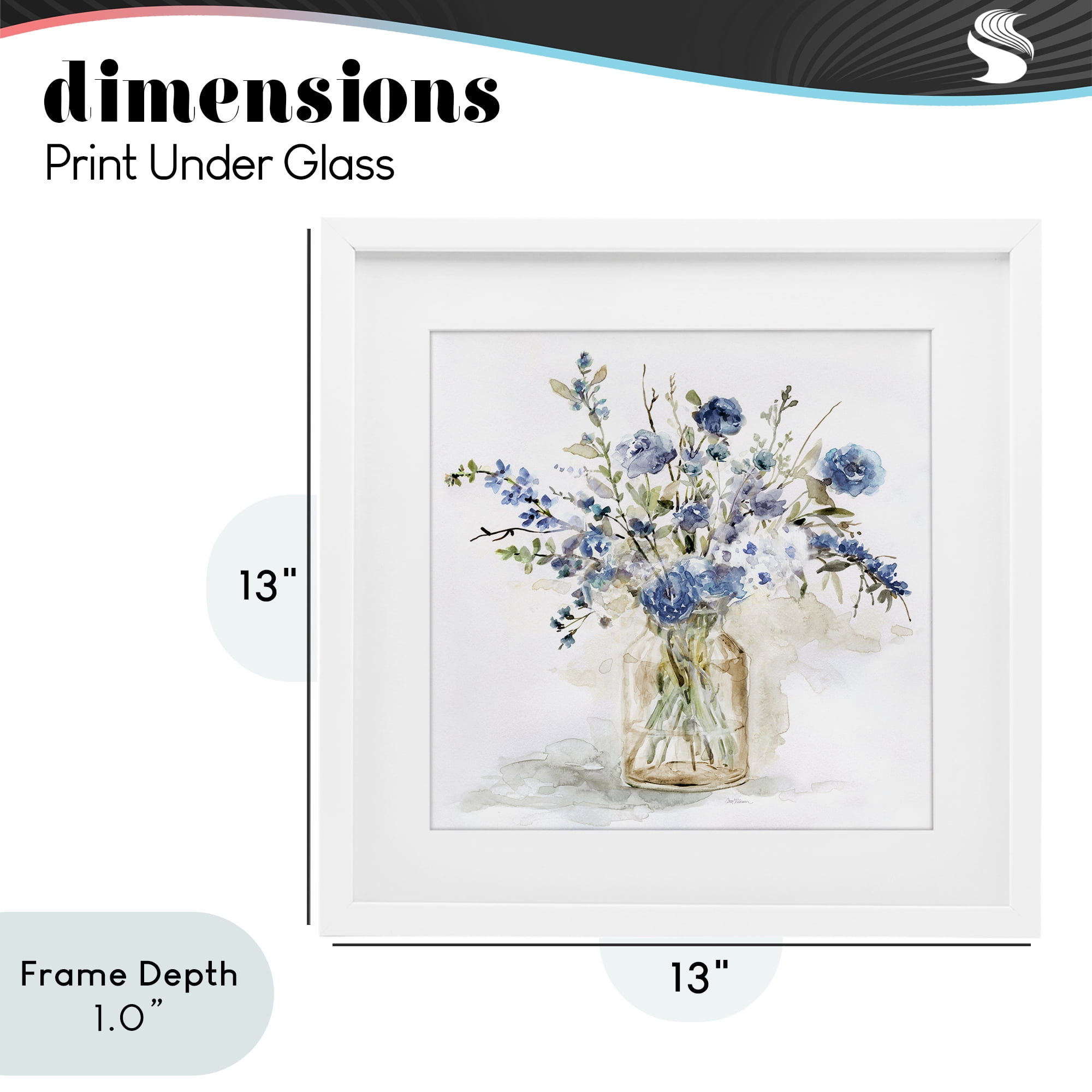 Stupell Industries Spring Floral Dollops White Framed Print Under Glass, design by Carol Robinson