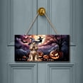 thumbnail image 2 of Spooky Halloween Night Witch Cocker Spaniel Glowing Pumpkins Landscape Wood Sign Cockers Dog Lover Gifts Hanging Wall Home Decor - 12015, 2 of 5