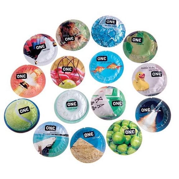 ONE Flavors & Colors Sampler Brass Lunamax Pocket Case, Premium Lubricated Latex Condoms-12 Count