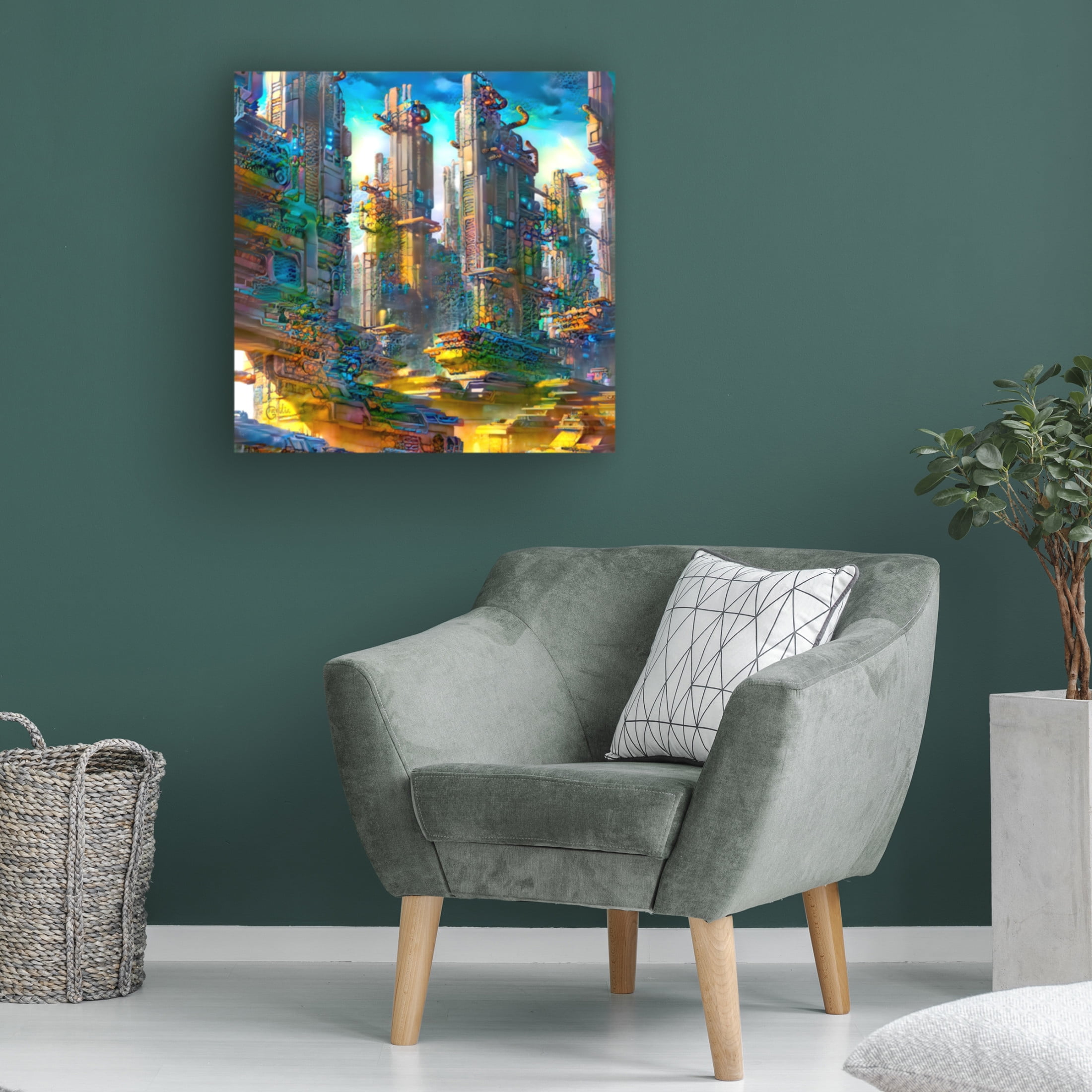 Canvas Wall Art - Pedro Gavidia 'EX-Urbe' Wall Art for Living Room, Bedroom, or Office Décor by Trademark Fine Art - 18 x 18 Inches