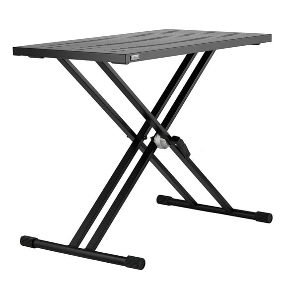 VEVOR DJ Table Stand, 32" x 20" Portable DJ Laptop and Controller Stand, Lightweight DJ Desk DJ Booth Adjustable Height DJ Stand,Foldable Double-X Braced Keyboard Stand & Tabletop,Audio Mixer Stand