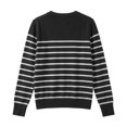 thumbnail image 4 of Womens Oversized Striped Sweatshirt Casual Long Sleeve Crewneck Shirt Fshion Clothes (Black M), 4 of 4