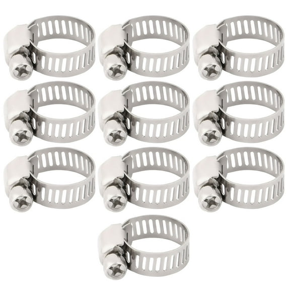 Unique Bargains 3/8-5/8 inch Dia 10Pcs Steel Adjustable Worm Drive Gear Clip Clamping Hose Clamp