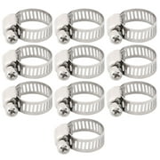 3/8-5/8 Inch Dia 10pcs Steel Adjustable Worm Drive Gear Clip Clamping Hose Clamp