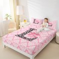 thumbnail image 4 of Homewish Fashion Monogrammed Girls Full Size Sheets, Kawaii Pink Damask Bed Sheets, Bow Initial L Letter Sheet Sets, Super Cozy Room Decor, 4 Pieces, 4 of 7
