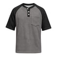 thumbnail image 6 of Hearthz Waffle Knit Thermal Henley Shirts for Men Raglan Short Sleeve Mens Athletic Shirts Moisture Wicking Color Block Athletic Shirts for Men with Pocket Dark Gray XXXL, 6 of 6