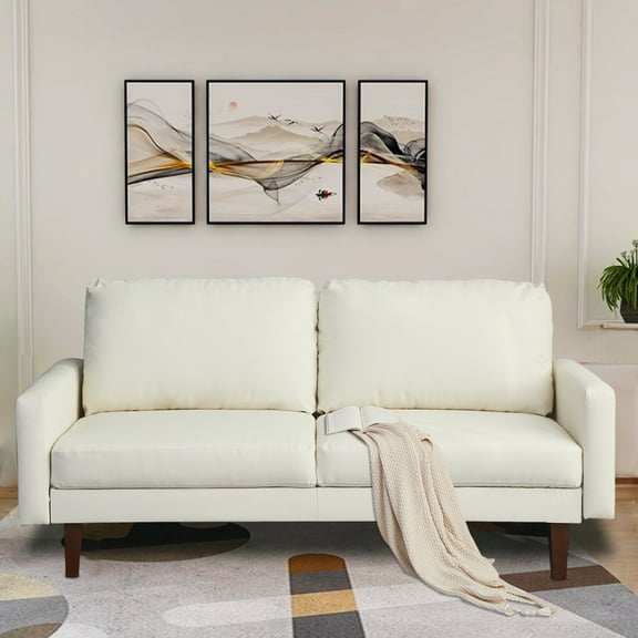 Kingway Furniture Aneley Faux Leather Living Room Sofa in White