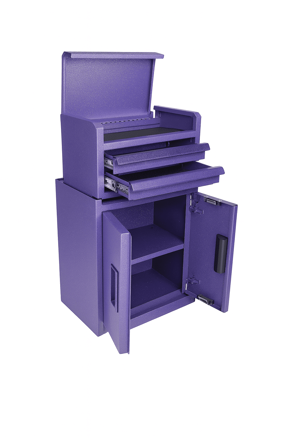 Hyper Tough Limited Edition 11.6-inch Steel Mini Tool Storage Cabinet, Purple Diamond Glitter, Double Doors & Non-Slip Top Mat