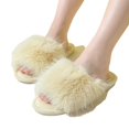 thumbnail image 4 of Willtoo House Slippers For Womens Winter Open Toe Fuzzy Slippers Memory Foam Fluffy Non Slip Indoor Outdoor Sandal, 4 of 4