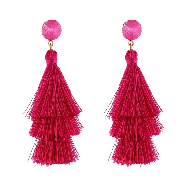 Rose Red Geométrica Versátil Estilo de vacaciones Pendientes de verano para las mujeres