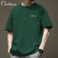thumbnail image 4 of Camiseta de manga corta para hombre de estilo americano, 200 g, algodón puro, color sólido, gruesa, no transparente, corte holgado, moderna, 4 of 4