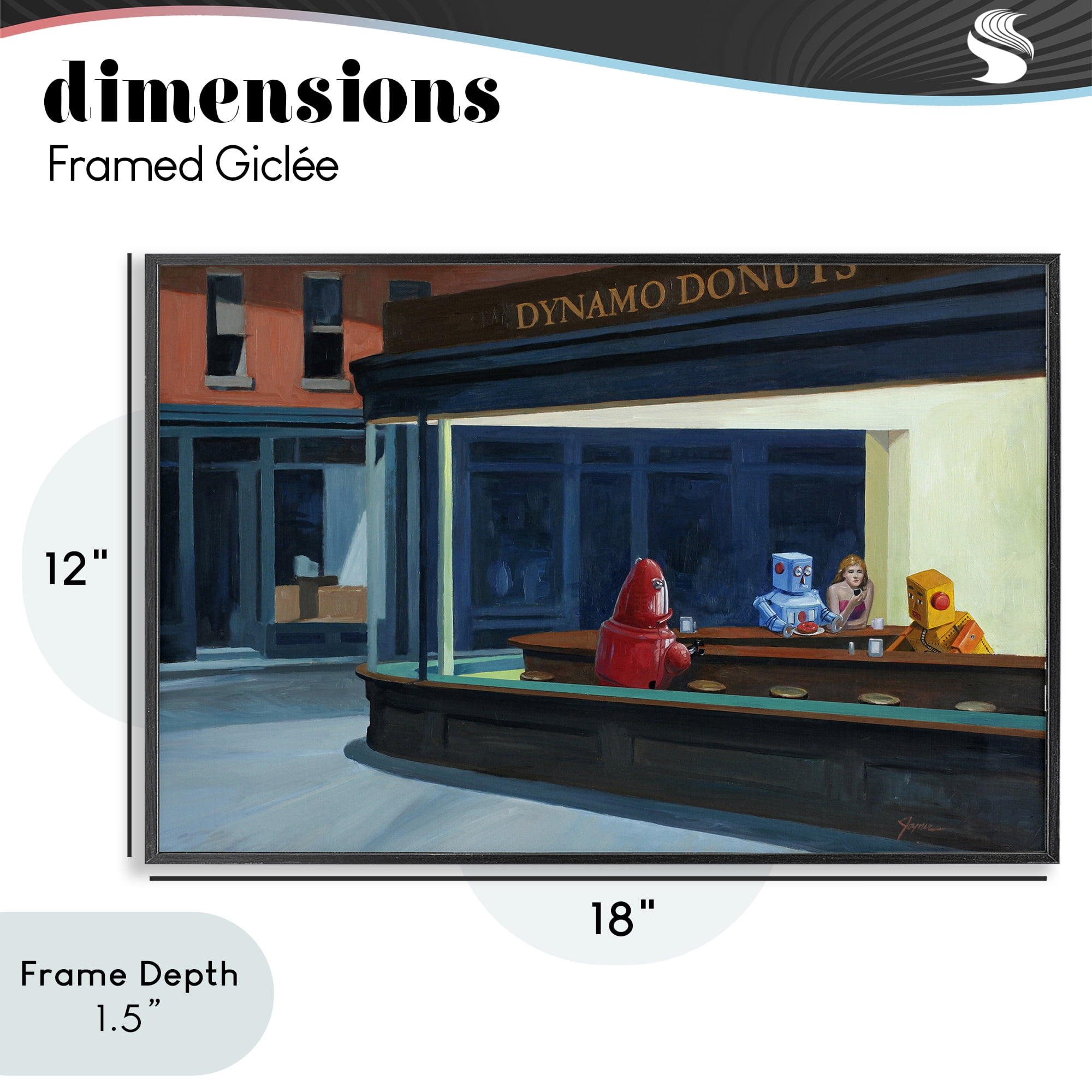 Stupell Industries Robots in Donut Shop Black Framed Giclee Art, design by Eric Joyner