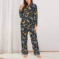 thumbnail image 2 of Yiaed Flowers Butterfly Print Pajamas Women's Long Sleeve Sleepwear Soft Button Down Loungewear Pjs Lounge Set Nightwear Womens Pajama Pants-X-Large, 2 of 7