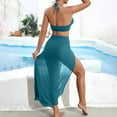 thumbnail image 7 of WREESH Women's 3-Piece Halter Bikini Set Chiffon Sarong Cover-Up & Sheer Beach Swimwear 2025 Green, 7 of 7