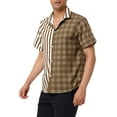 thumbnail image 4 of Lars Amadeus Men's Contrast Color Short Sleeve Button Down Printed Striped Plaid Shirt, 4 of 6