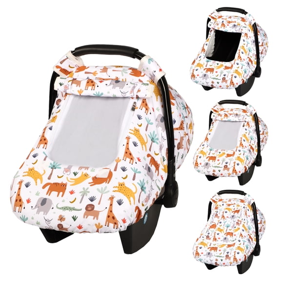 Car Seat Cover Baby, Infant Car Seat Covers Canopy for Baby Girl Boy, Cozy & Windproof Newborn Carseat Covers Soft Dot Backing Stroller Cover with Breathable Mesh Window